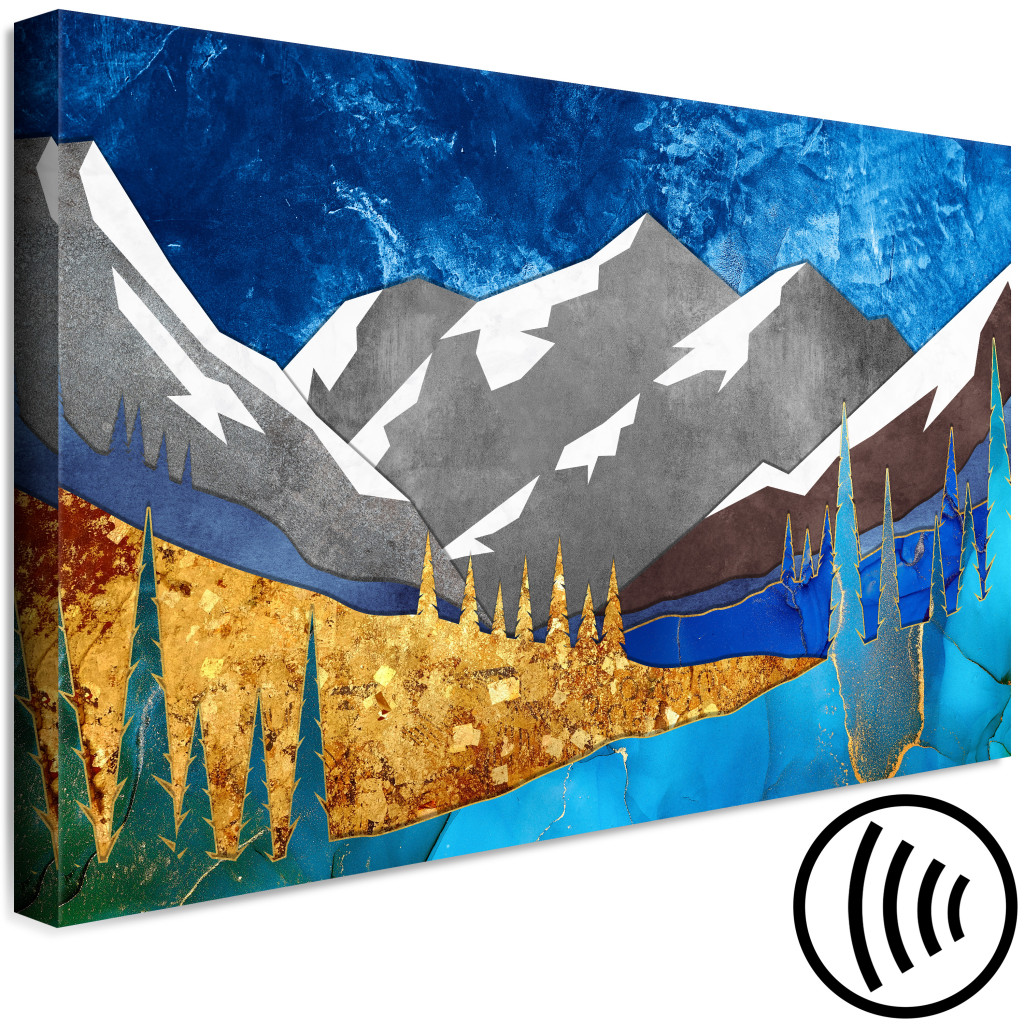 Målning Panorama With Nature - Graphics Of Mountains Against The Background Of The Night Sky In Many Colors