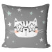 Mikrofiberkudda Cat among the stars - animal motif on a dark grey background cushions 147021