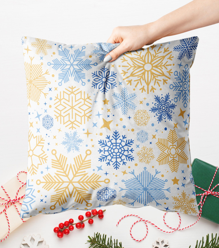 Decorative Velor Pillow Christmas composition - stars, dots and twigs on a light background 148521 additionalImage 5