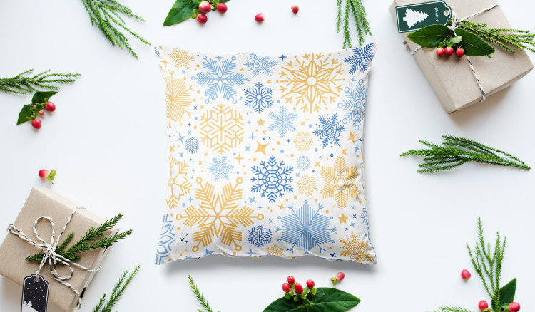 Decorative Velor Pillow Christmas composition - stars, dots and twigs on a light background 148521 additionalImage 3