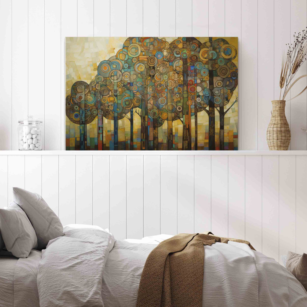 Schilderij  Klimt: Mosaic Forest - An Abstraction With A Forest Motif Generated By AI