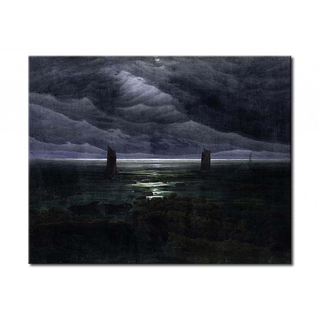 Schilderij  Caspar David Friedrich: Sea Shore In Moonlight