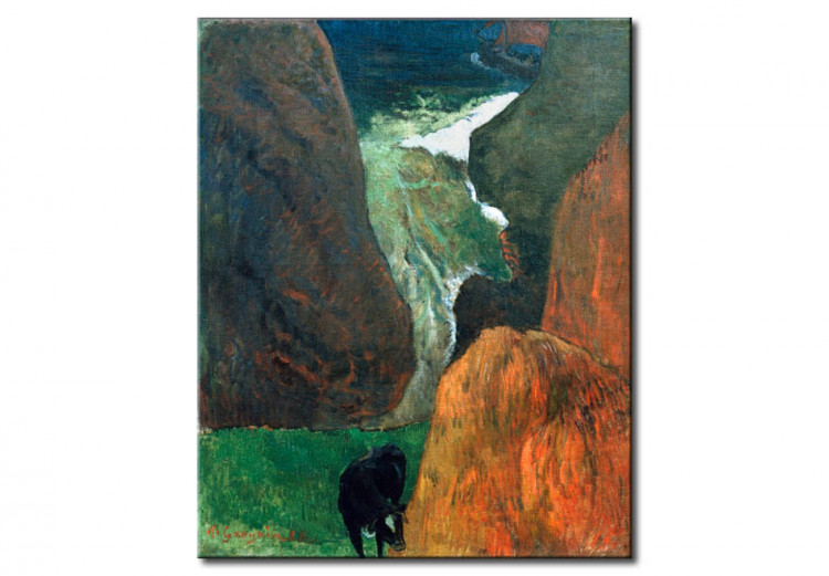 Riproduzione Paesaggio con mucca tra th.cliffs 51521
