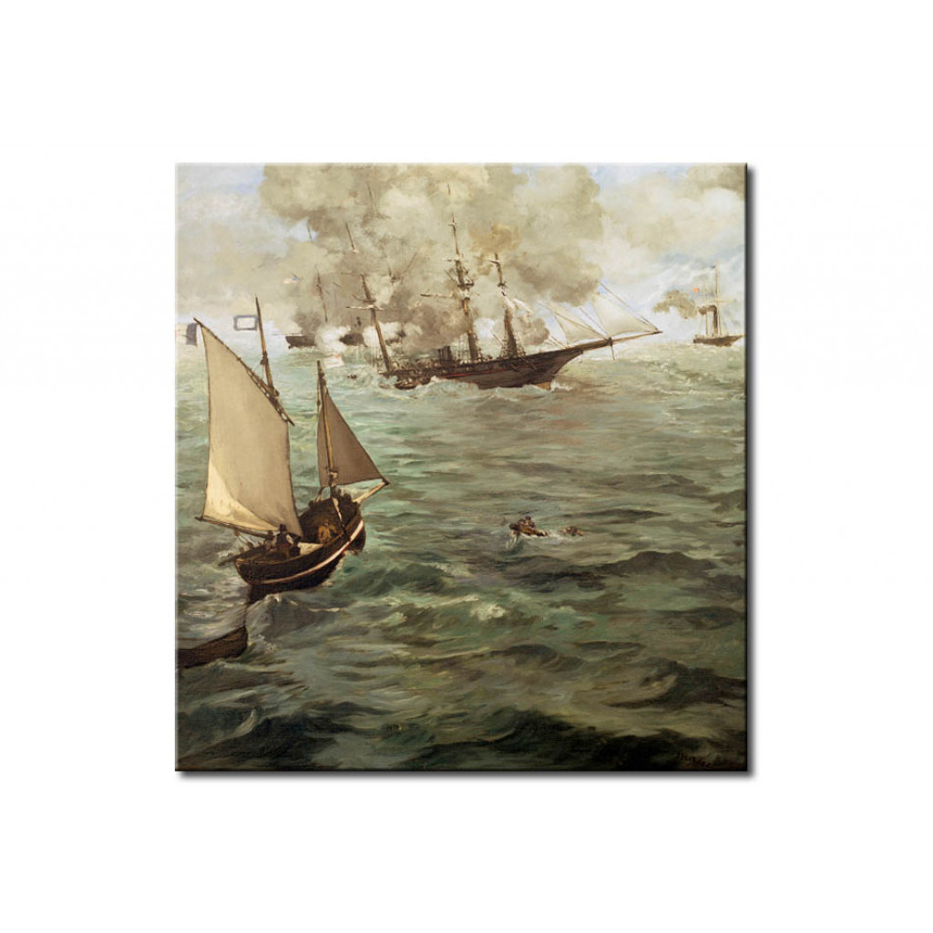 Schilderij  Edouard Manet: Naval Action Between The Kearsarge And The Alabama