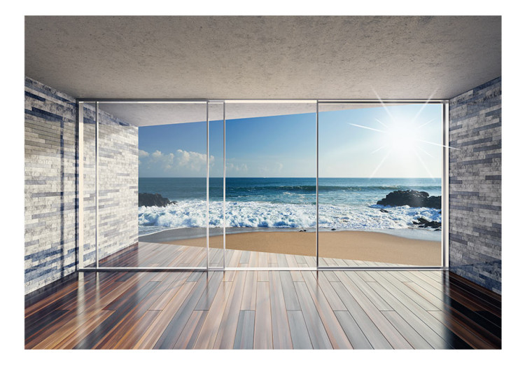 Mural de parede Casa de Praia - paisagem com vista da janela para o céu azul e o mar 64121 additionalImage 1