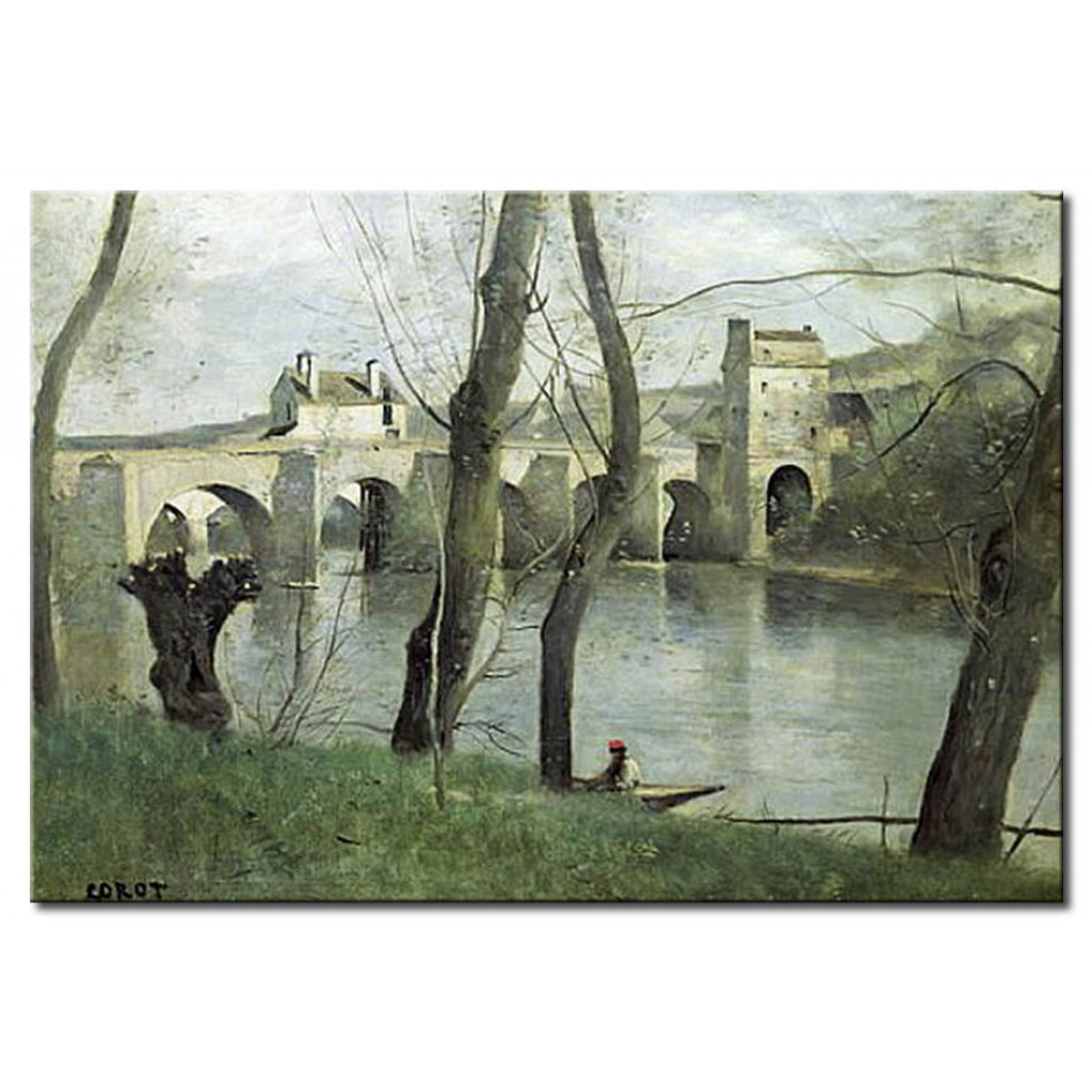 Schilderij  Jean-Baptiste-Camille Corot: The Bridge At Mantes