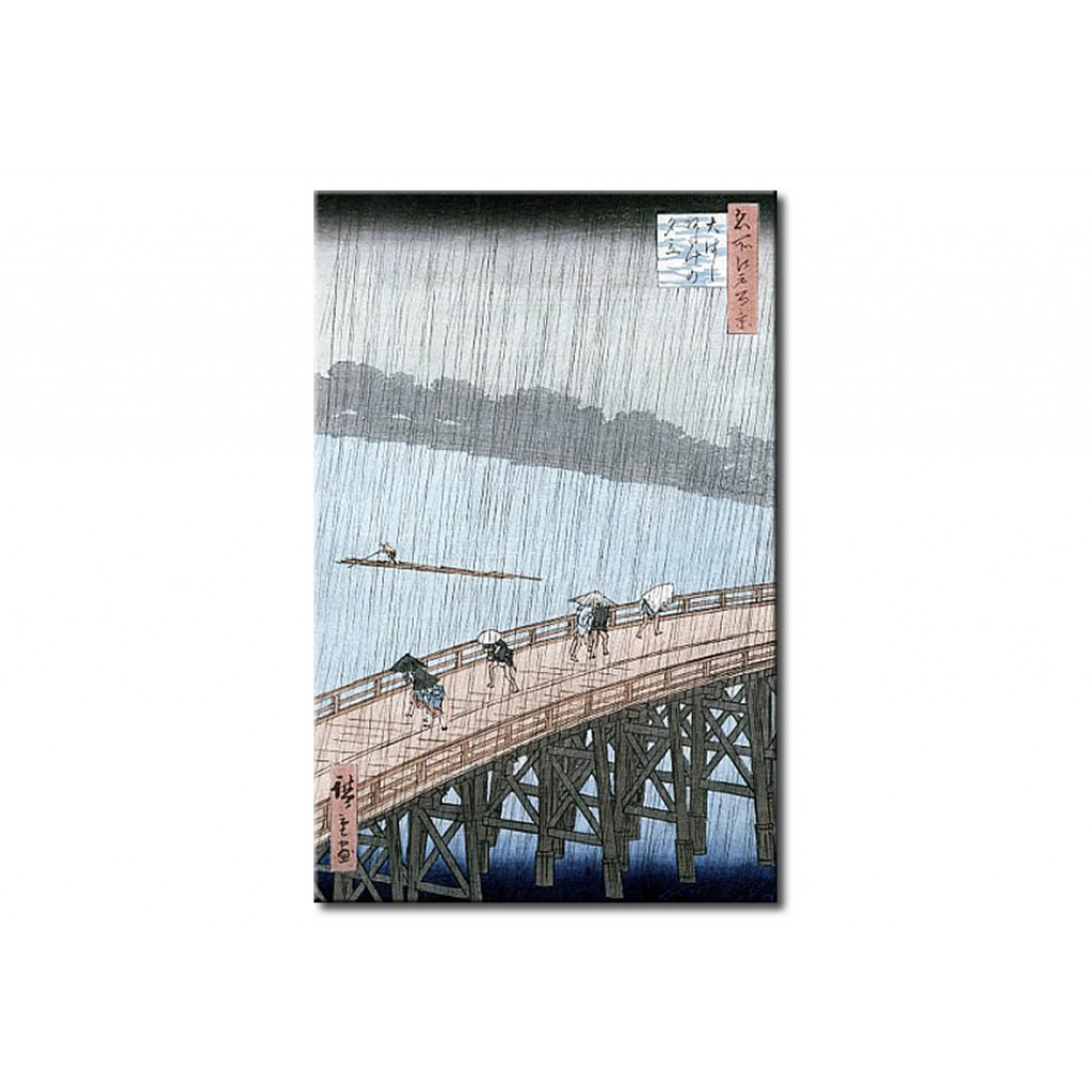 Målning Sudden Shower Over Shin-Ohashi Bridge And Atake (Ohashi Atake No Yudachi), From The Series 'Meisho Edo Hyakkei' (One Hundred Famous Views Of E