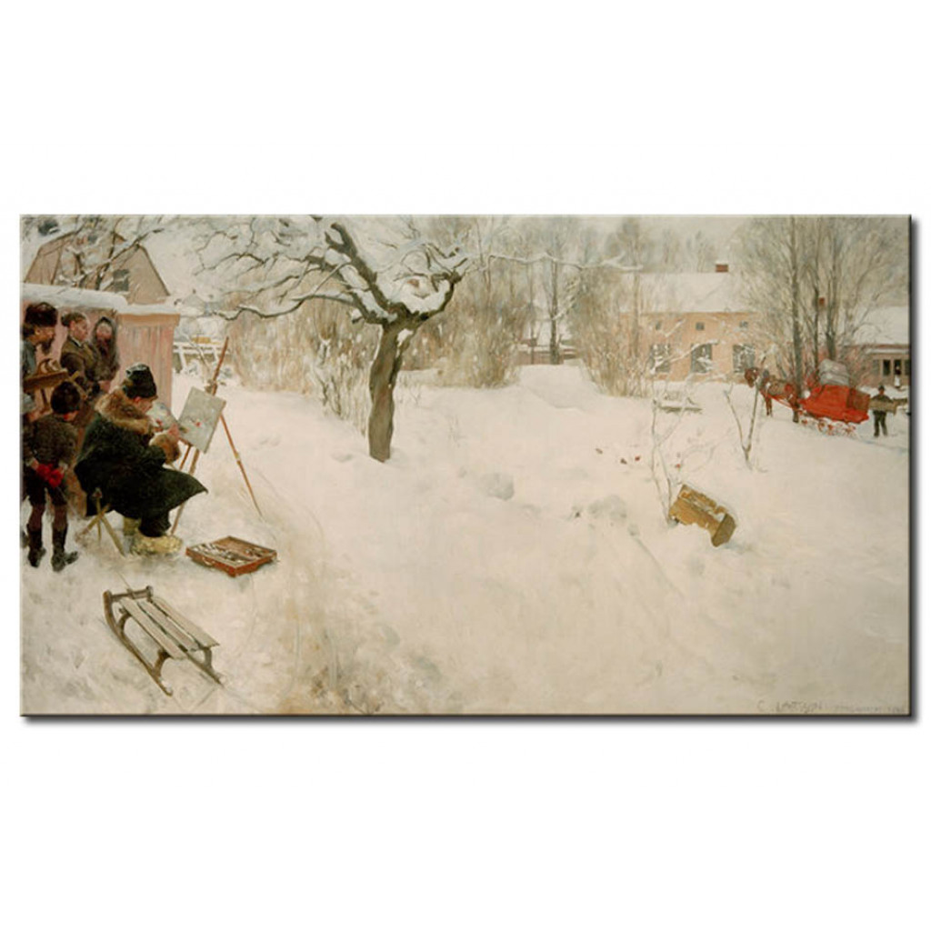 Schilderij  Carl Larsson: The Openair Painter. Winter Theme From sögatan 145