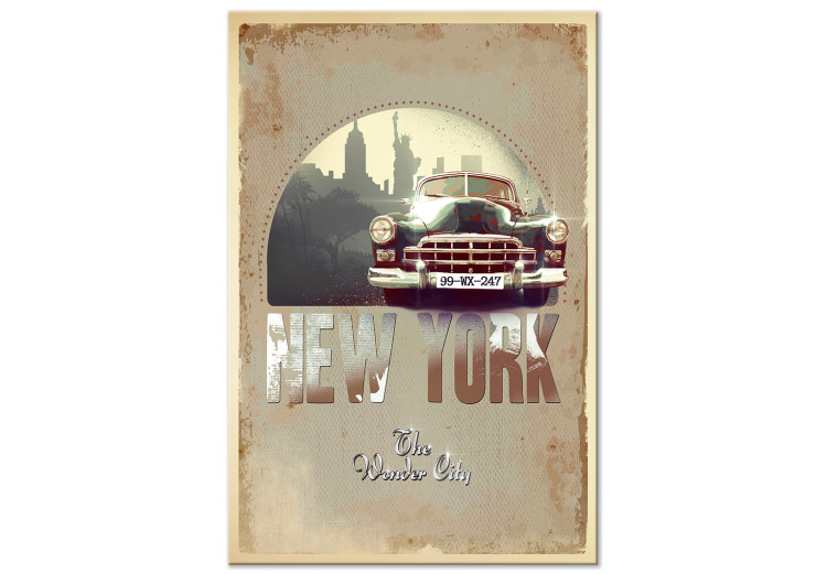 Canvas A car from New York - retro-style graphic with the Statue of Liberty