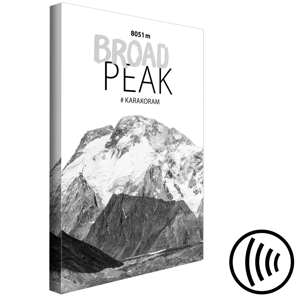 Schilderij  Bergen: Broad Peak - Foto Met De Berg En Een Inscriptie In Het Engels