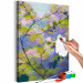 Obraz do malowania po numerach Widok z okna - gałązki z małymi listkami, zielony, fioletowy, różowy  146231 additionalThumb 4