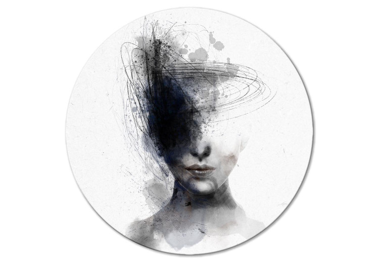 Rundes Bild Half Face - Abstract Black and White Portrait of a Woman 148731