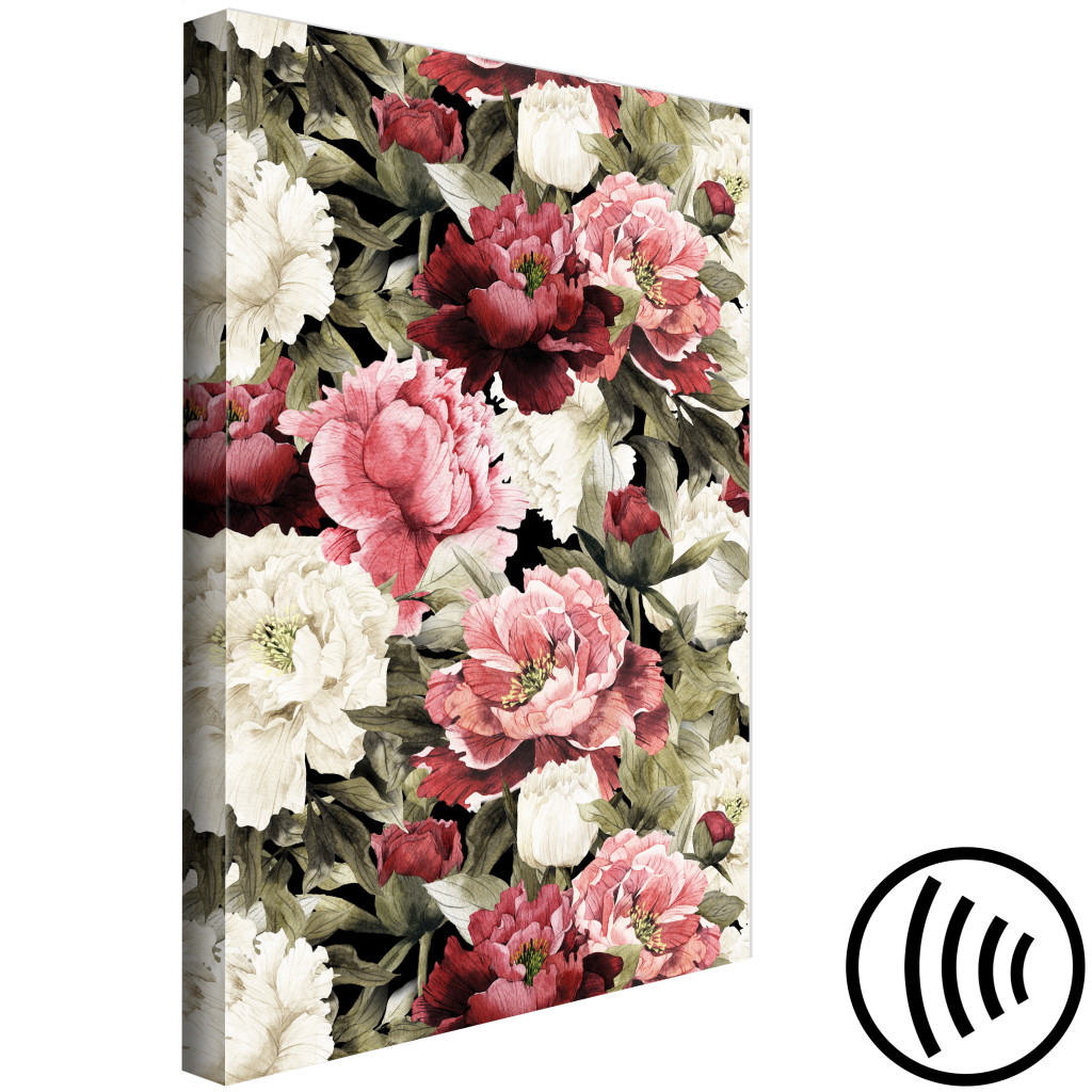 Quadro Peonies - Floral Motif Painted With Watercolor In Warm Colors