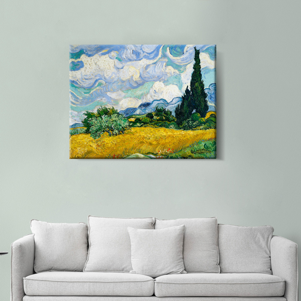 Schilderij  Vincent Van Gogh: Wheat Field With Cypresses