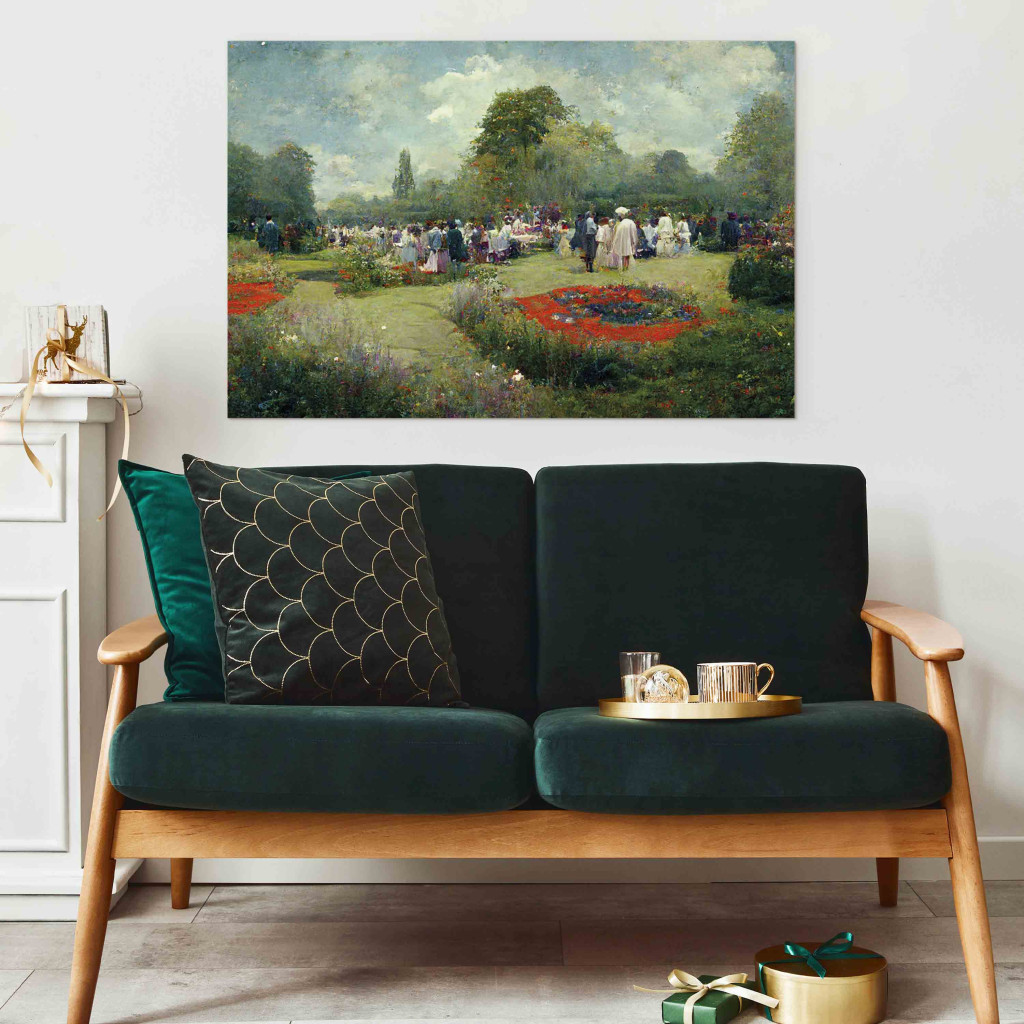 Pintura Meeting In The Garden - An Ai-Generated Landscape In The Style Of Monet