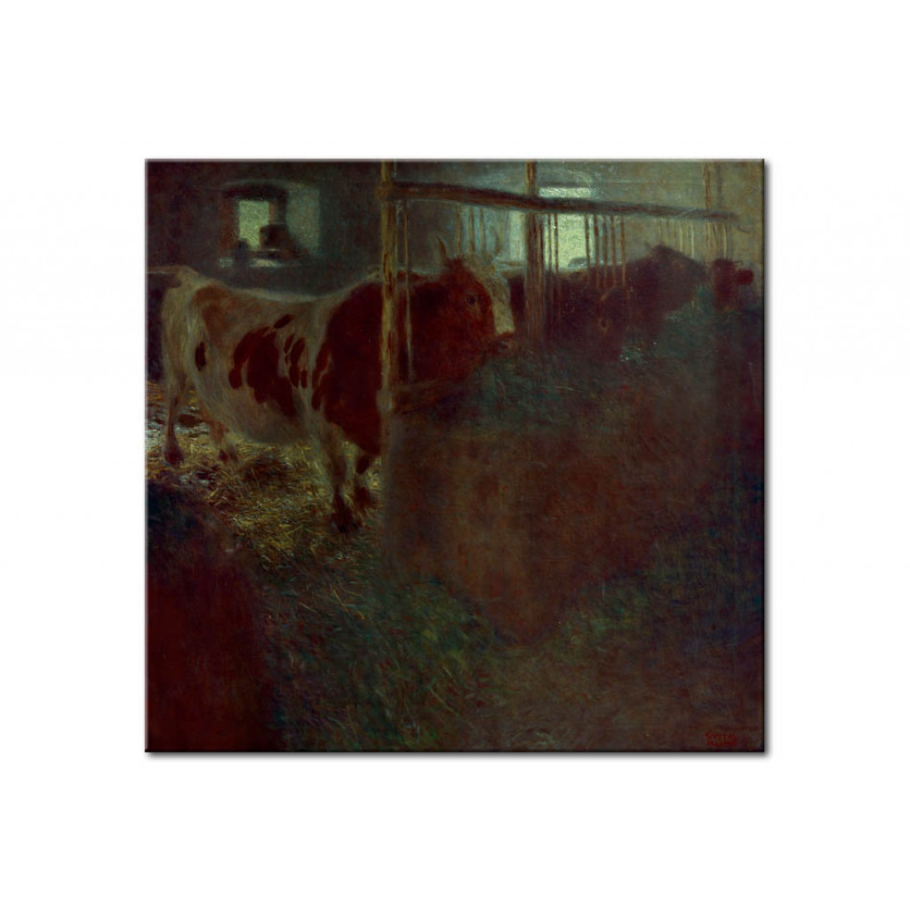 Schilderij  Gustav Klimt: Kühe Im Stall