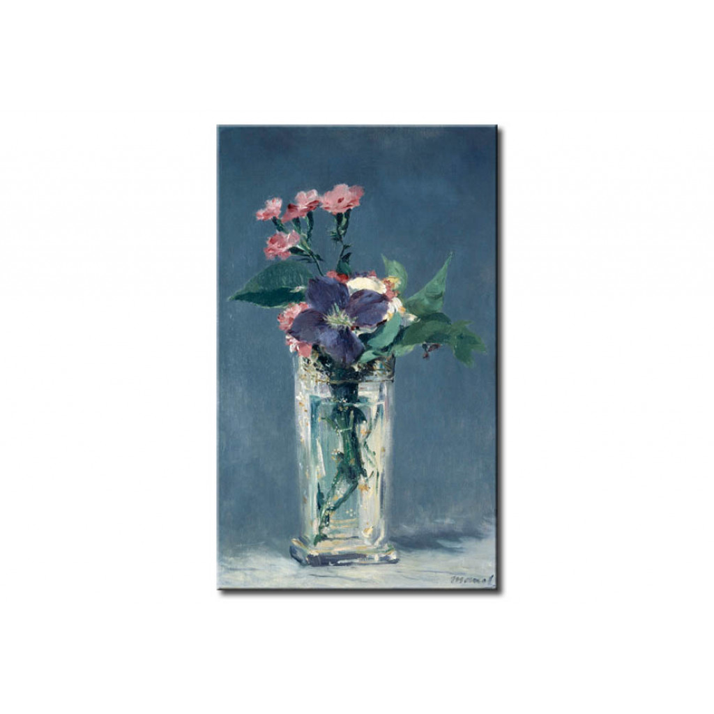 Schilderij  Edouard Manet: Oeillets Et Clematite Dans Un Vase De Cristal