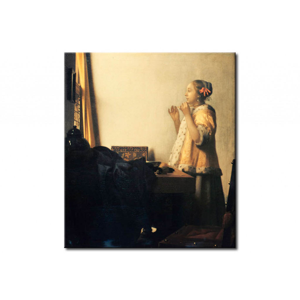 Schilderij  Jan Vermeer: Young Lady With Pearl Necklace