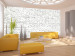Wall Mural White Stone 3D Effect - Background with White Raw Brick Pattern 60931