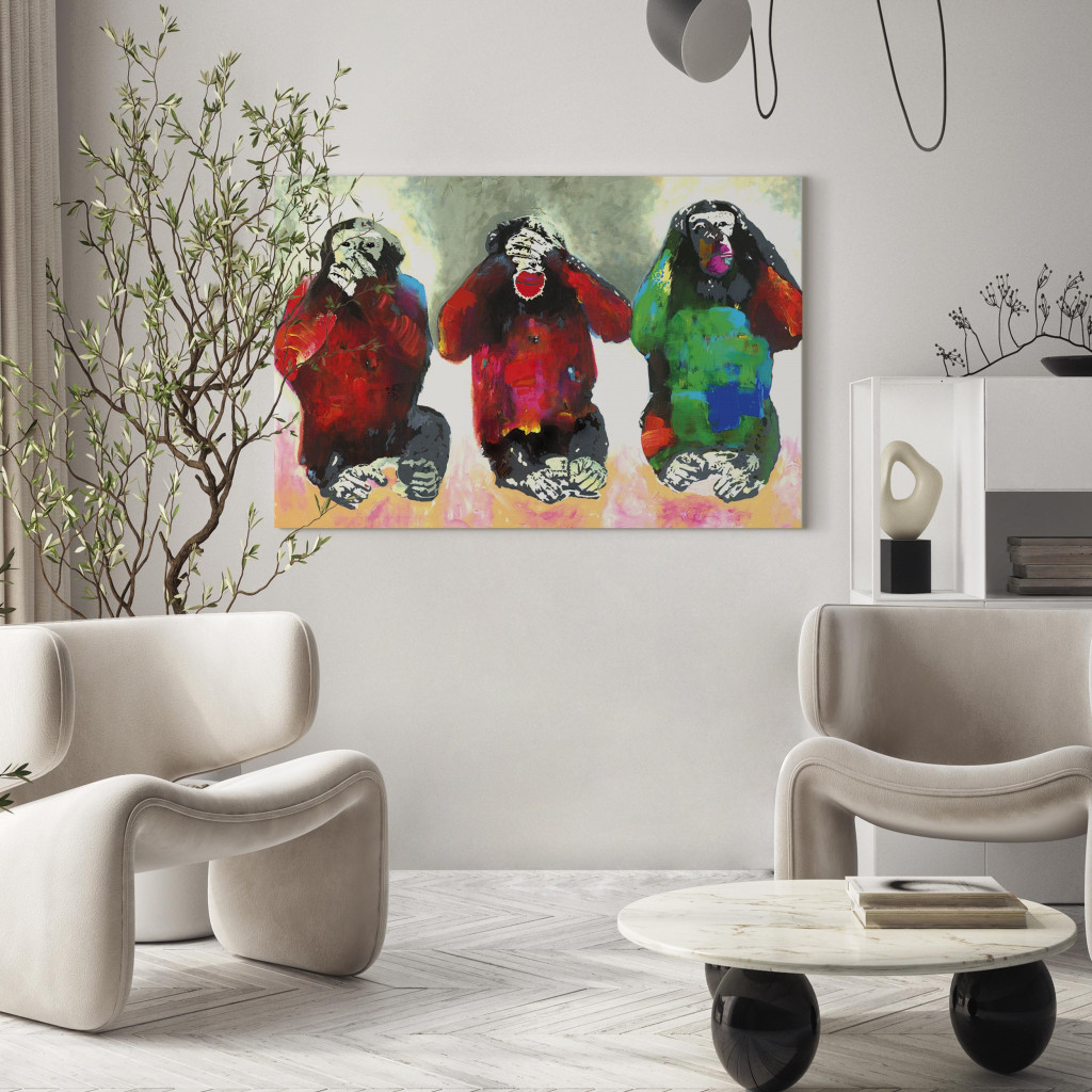 Målning Three Wise Monkeys