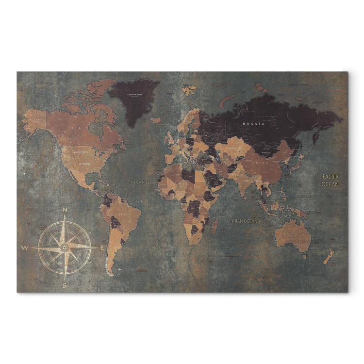 Cadre mural Voyage à travers le temps (1 pièce) - carte du monde vintage -  Cartes du monde - Tableaux