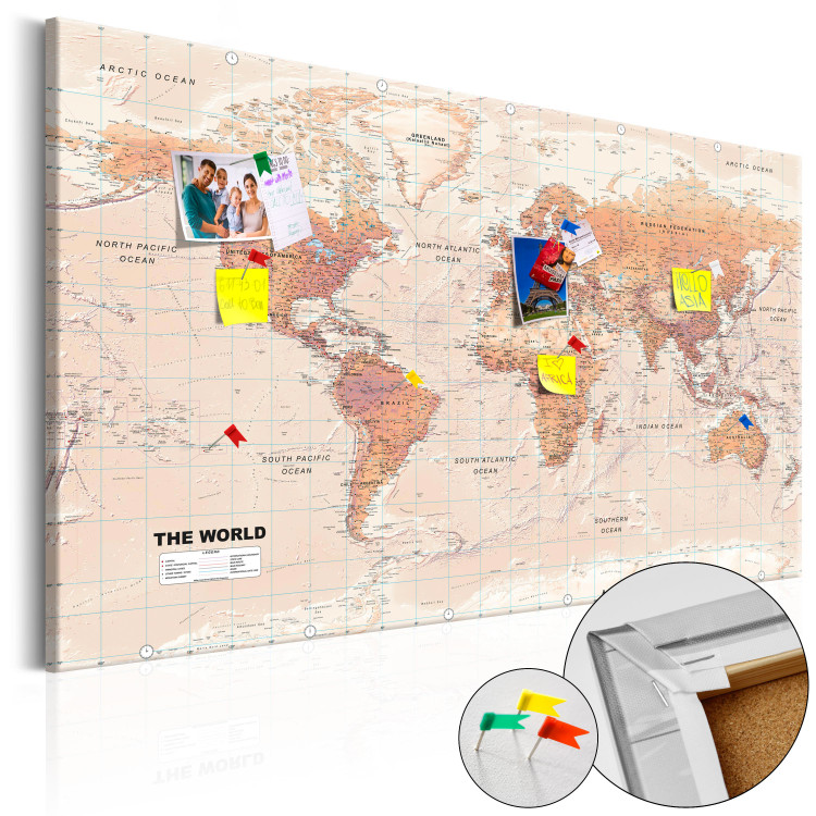 Prikbord World Map: Orange World [Cork Map]