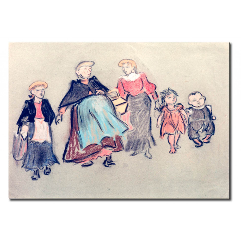 Schilderij  Heinrich Zille: Mutter Und Kinder