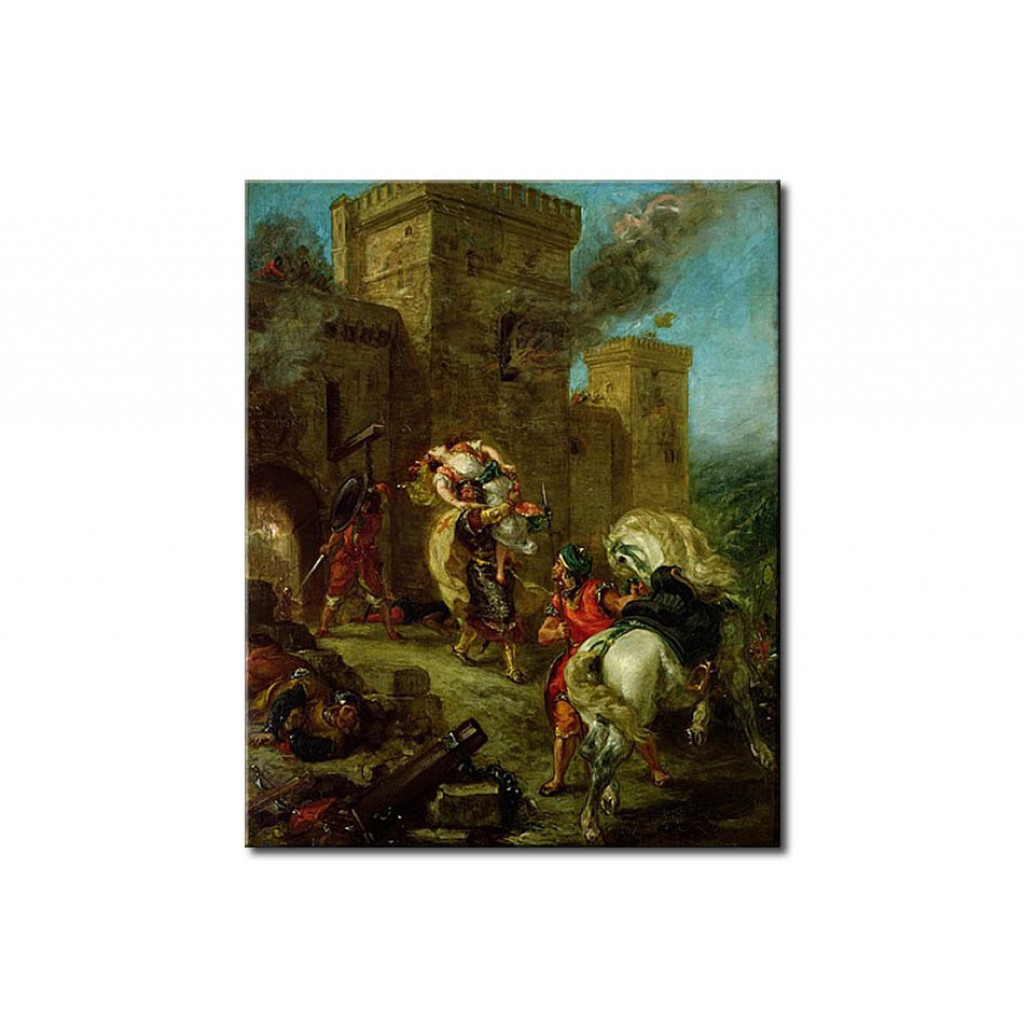 Schilderij  Eugène Delacroix: Rebecca Kidnapped By The Templar, Sir Brian De Bois-Guilbert