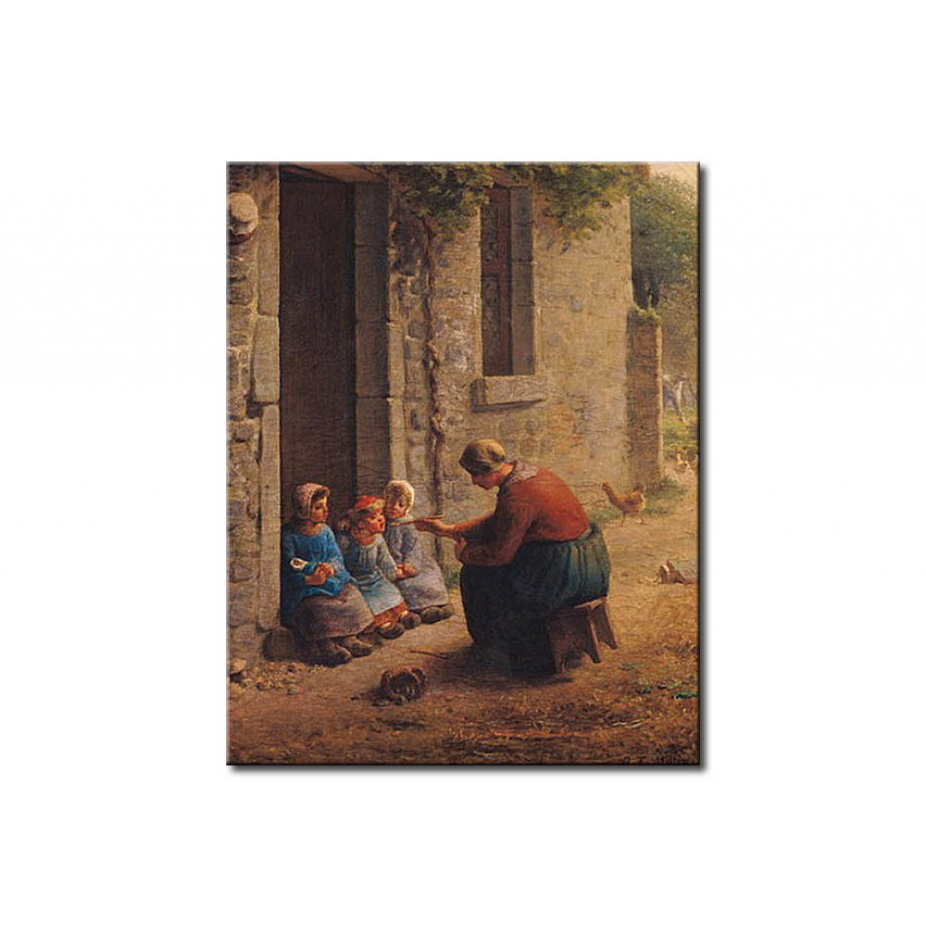 Schilderij  Jean-François Millet: Feeding The Young