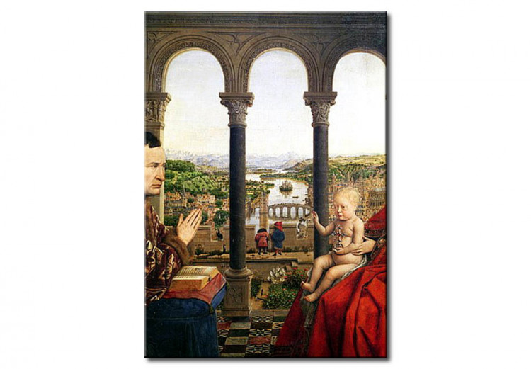 Riproduzione quadro The Rolin Madonna (La Vierge de Chancelier Rolin), detail of the view between the columns 113141