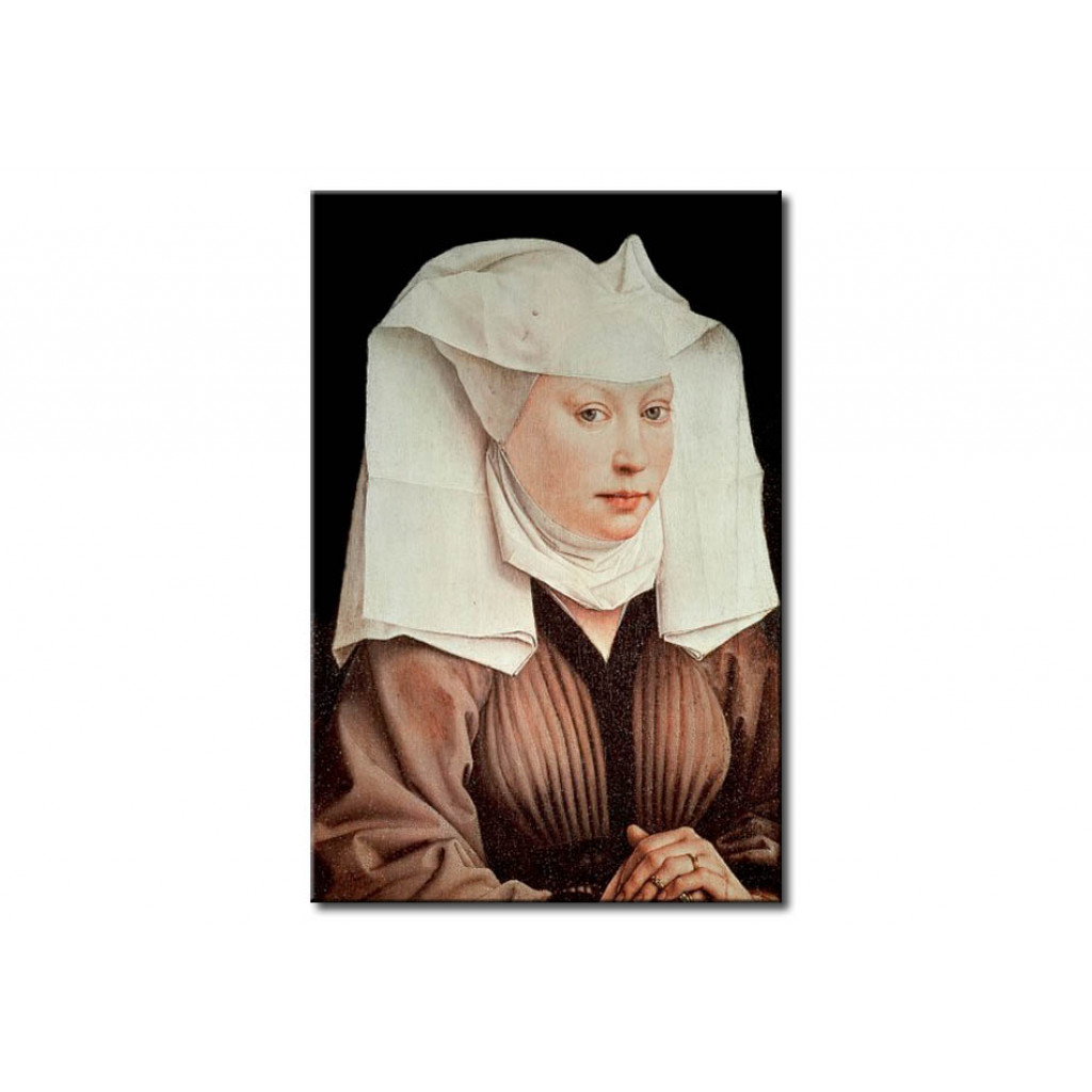 Schilderij  Rogier Van Der Weyden: Portrait Of A Woman With White Headdress