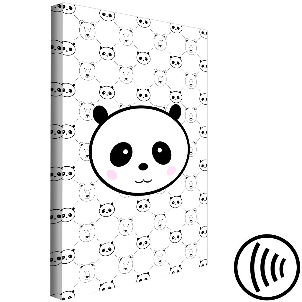 Canvastavla Glad Panda - Barngrafik Med Panda- Och Björnhuvuden