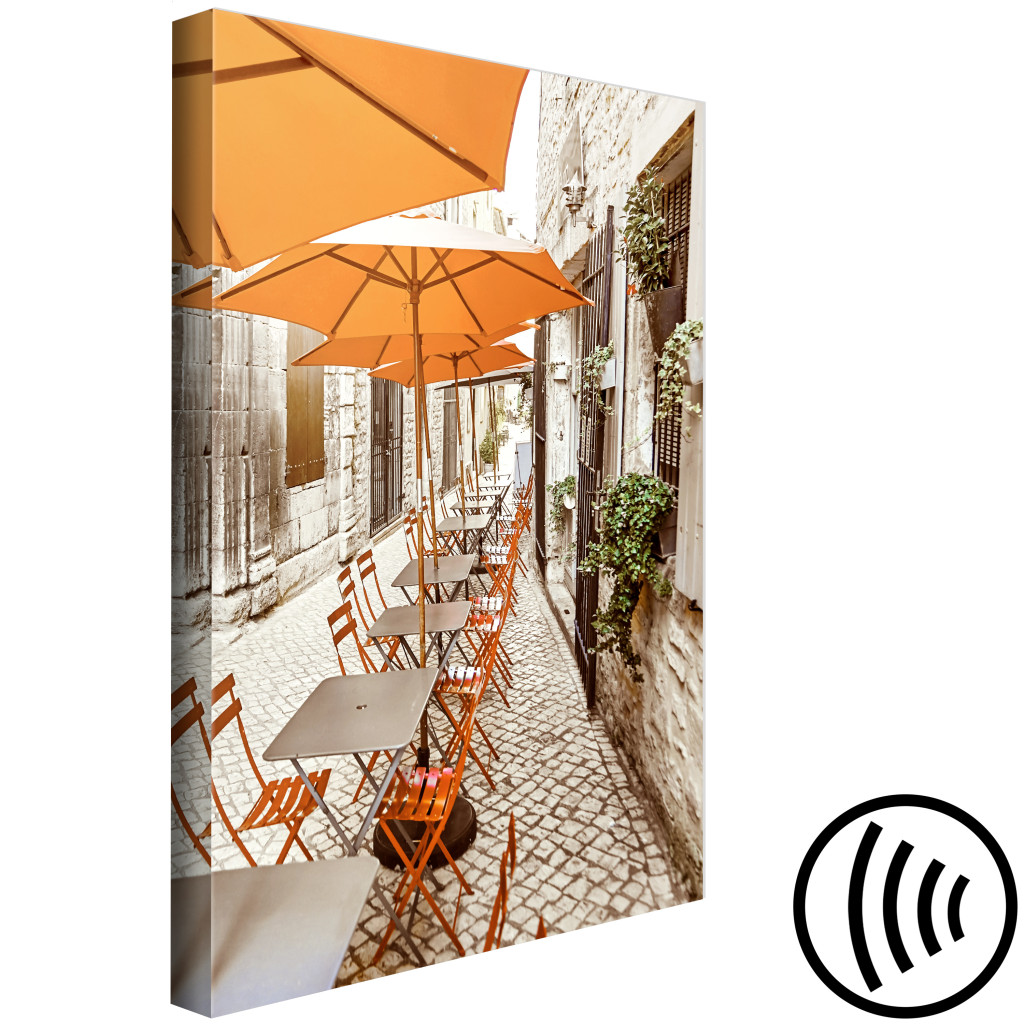Pintura Café Italiano - Foto De Uma Rua Estreita Com Mesas E Guarda-chuvas