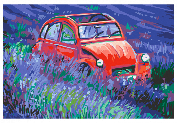 Quadro da dipingere con i numeri Car in a Lavender Field 137941 additionalImage 3