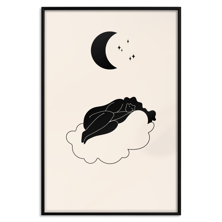 Plakat W obłokach - dziewczyna śpiąca na chmurze w świetle gwiazd i księżyca 146141 additionalImage 24