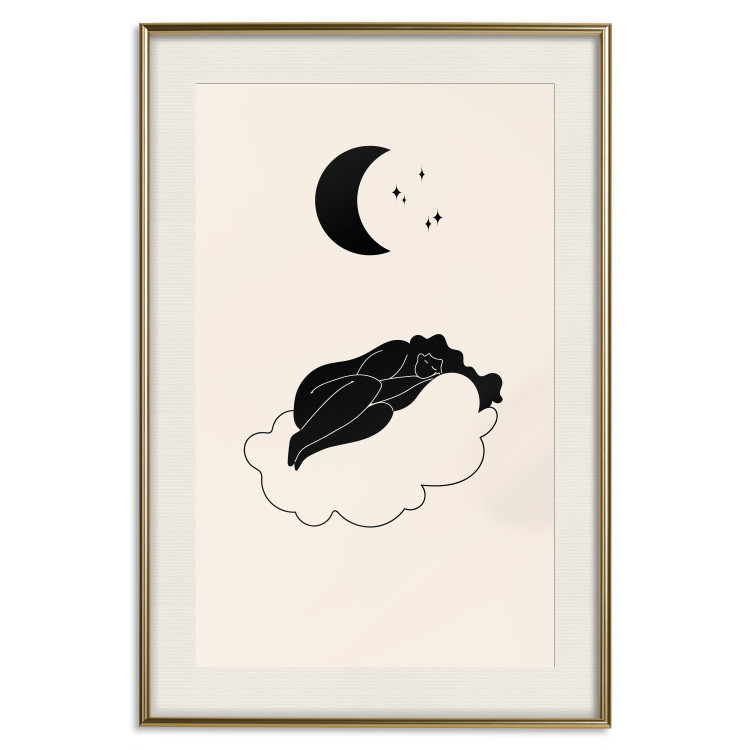 Plakat W obłokach - dziewczyna śpiąca na chmurze w świetle gwiazd i księżyca 146141 additionalImage 27