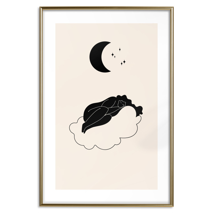 Plakat W obłokach - dziewczyna śpiąca na chmurze w świetle gwiazd i księżyca 146141 additionalImage 23