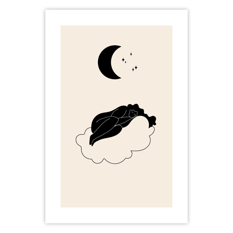 Plakat W obłokach - dziewczyna śpiąca na chmurze w świetle gwiazd i księżyca 146141 additionalImage 19
