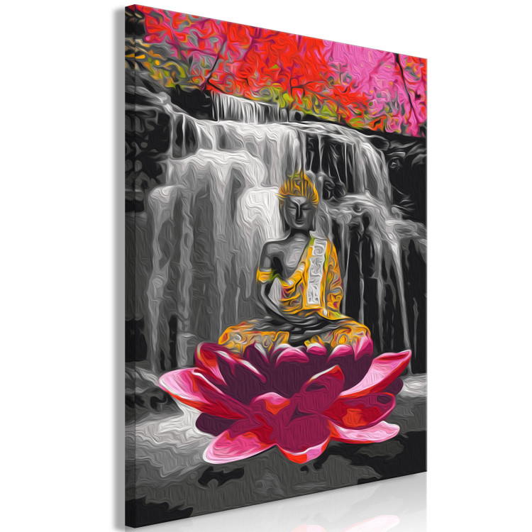 Desenho para pintar com números Buddha with a Lotus - Meditating Figure in Front of a Waterfall and Pink Trees 146541 additionalImage 6