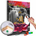 Desenho para pintar com números Buddha with a Lotus - Meditating Figure in Front of a Waterfall and Pink Trees 146541