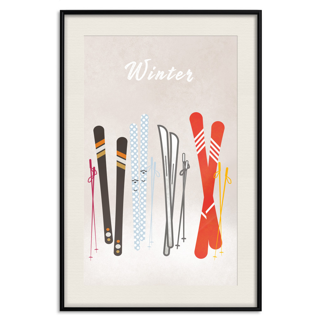 Muur Posters Winter Madness - Illustration Of Models Of Skis