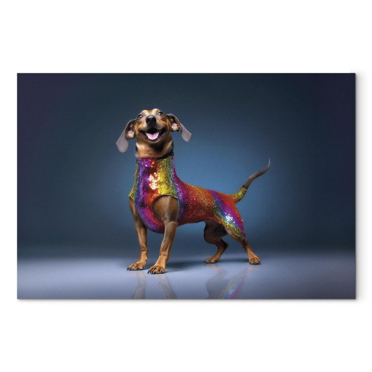 Tavla AI Dachshund Dog - Smiling Animal in Colorful Disguise - Horizontal 150241