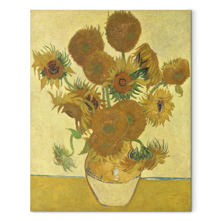 Round Canvas Print Vincent Van Gogh - A Landscape With a Yellow Field of  Chrysanthemum and a Cypress Tree - bimago