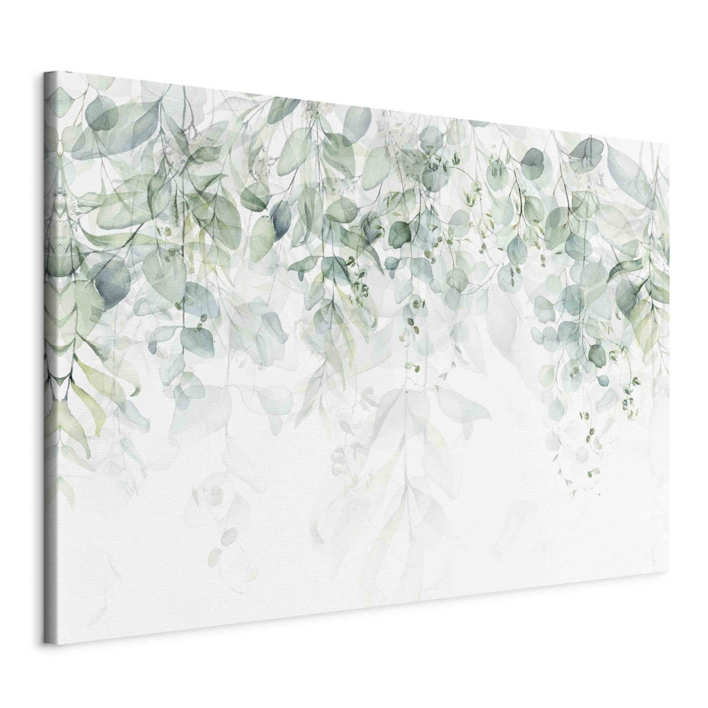 Schilderij Delicate Touch Of Nature - Plants In Pastel Delicate Greens On A White Background [Large Format]