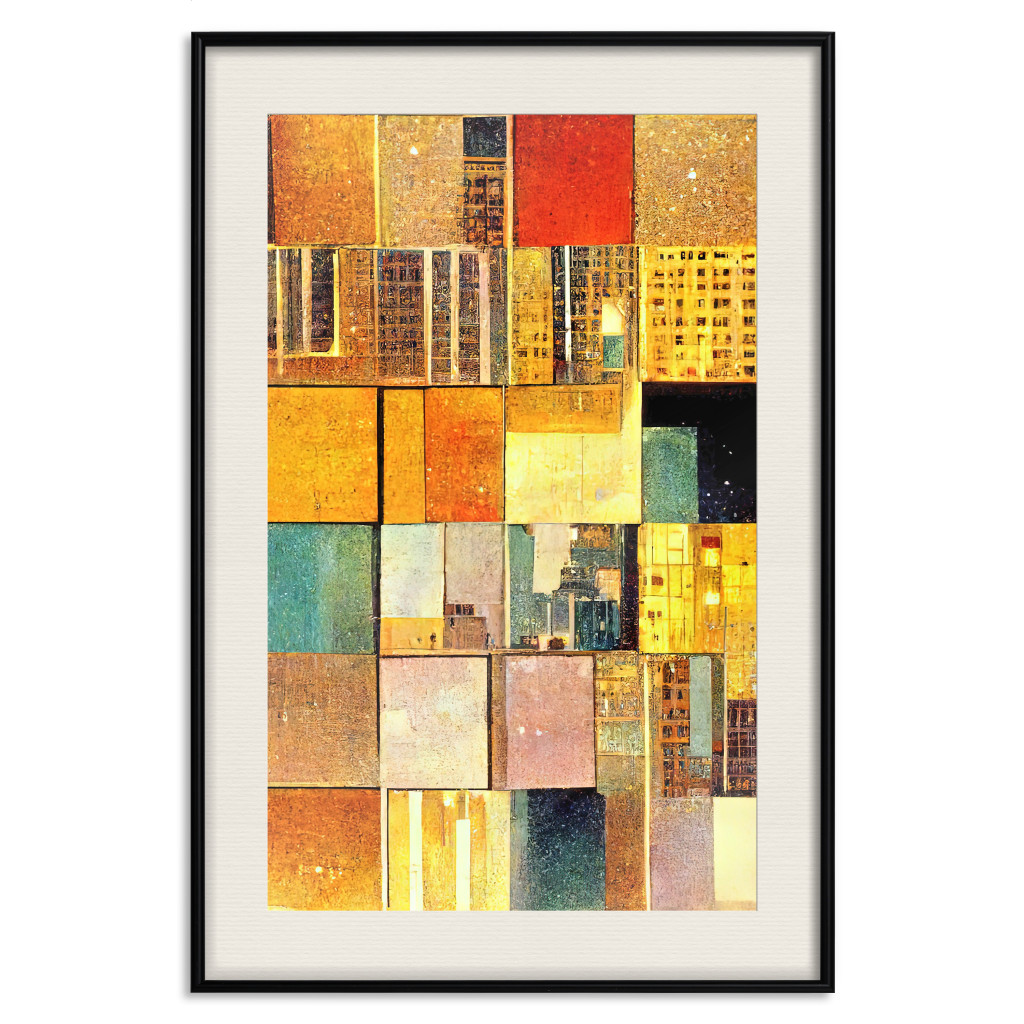 Muur Posters Abstract Tiles - A Geometric Composition In Klimt’s Style