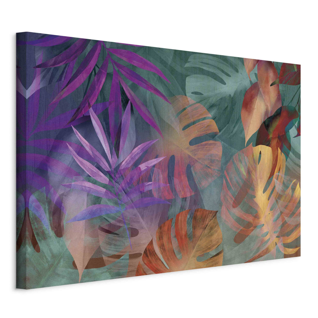 Duży Obraz XXL Kolorowa Natura - Kompozycja Z Energetycznych Liści Palm I Monstery [Large Format]