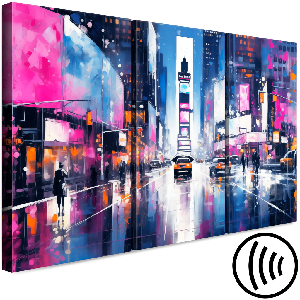 Målning New York - Urban Lights Reflecting The Pink Shades Of Night