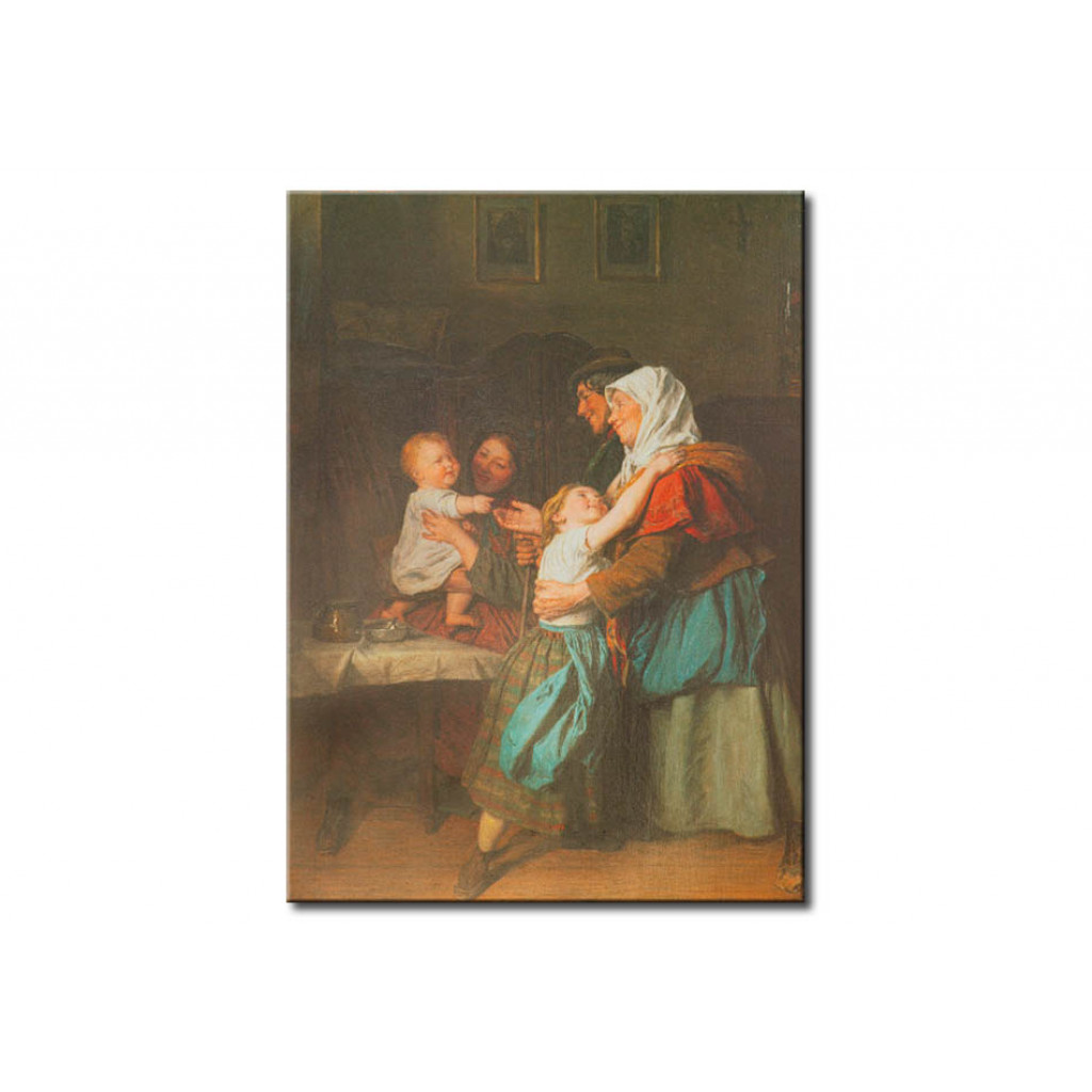 Schilderij  Ferdinand Georg Waldmüller: Visit Grandparents