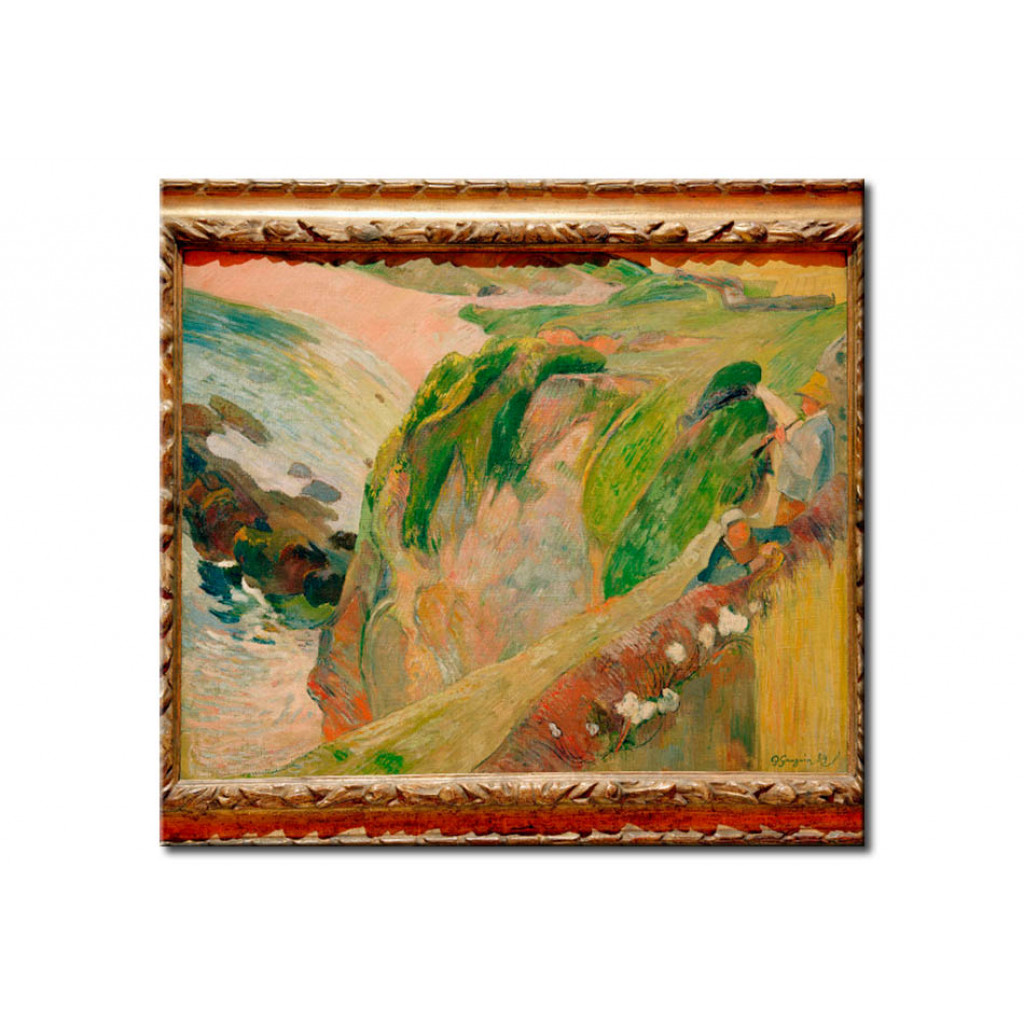 Schilderij  Paul Gauguin: Flute Player On The Cliffs