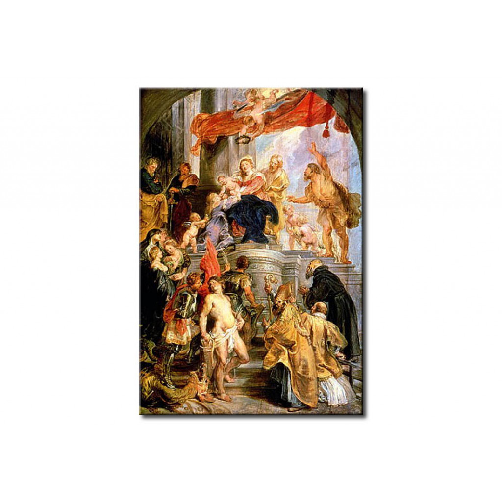 Schilderij  Peter Paul Rubens: Enthroned Madonna With Child, Encircled By Saints